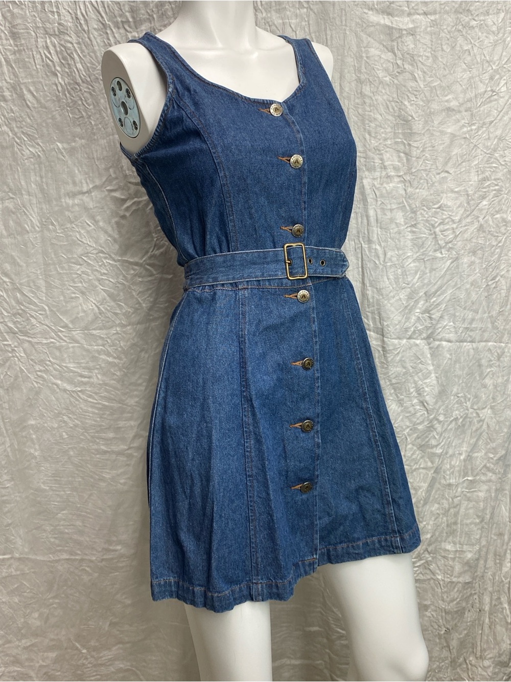 Vintage 90s Arizona Jean Company Denim Button-Front Mini Dress in Blue
